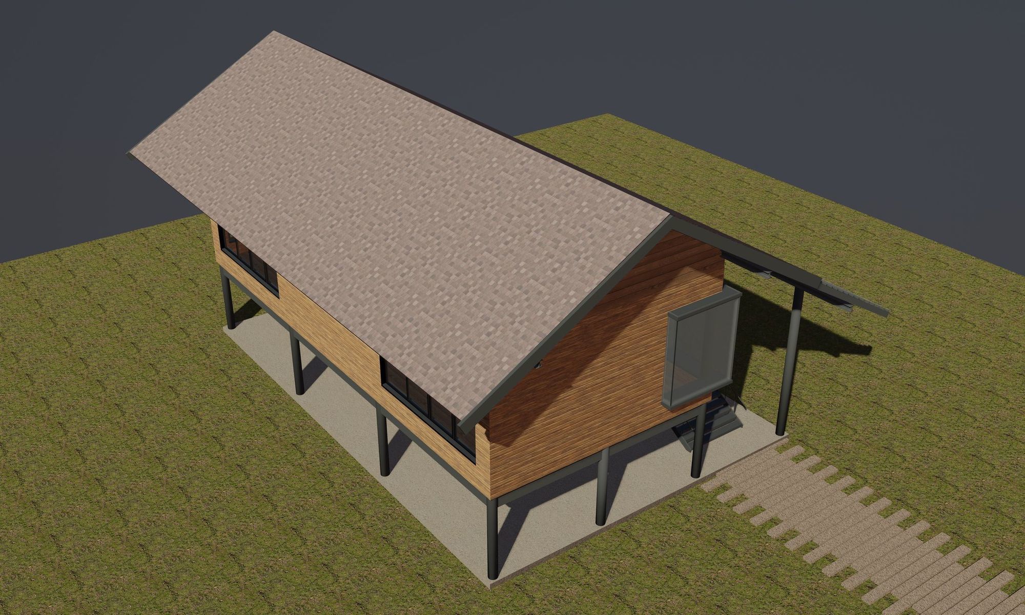 Tropical house with terrace 3D model_3