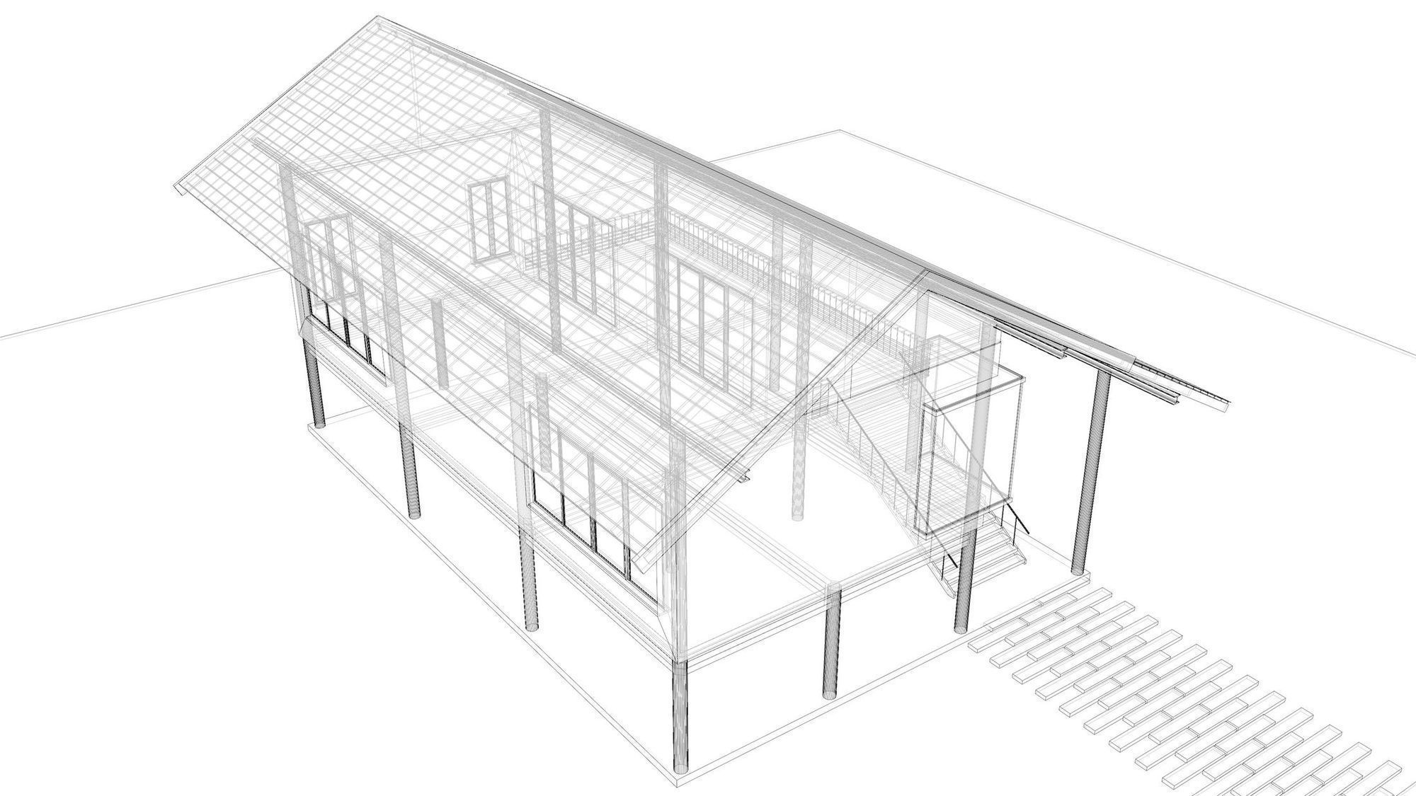 Tropical house with terrace 3D model_14