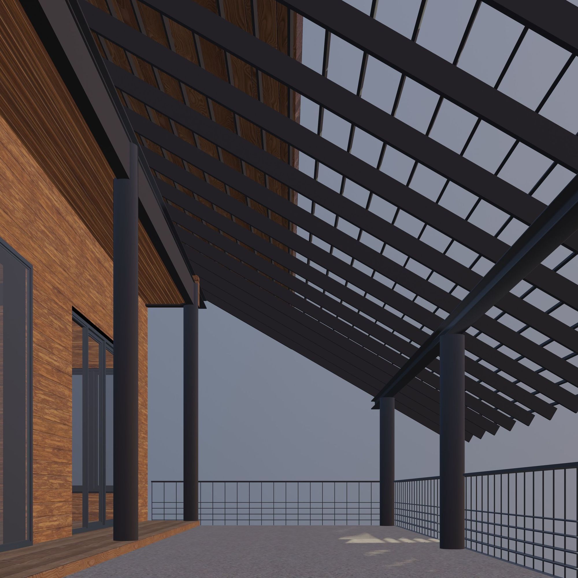 Tropical house with terrace 3D model_10