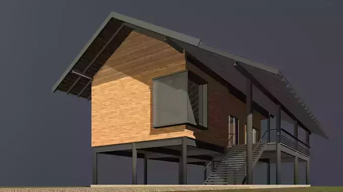 Tropical house with terrace 3D model