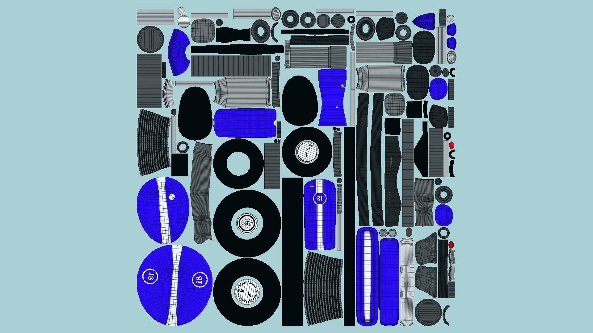 10 Cartoon Karts Blue Collection - Vehicle Racing Design _91