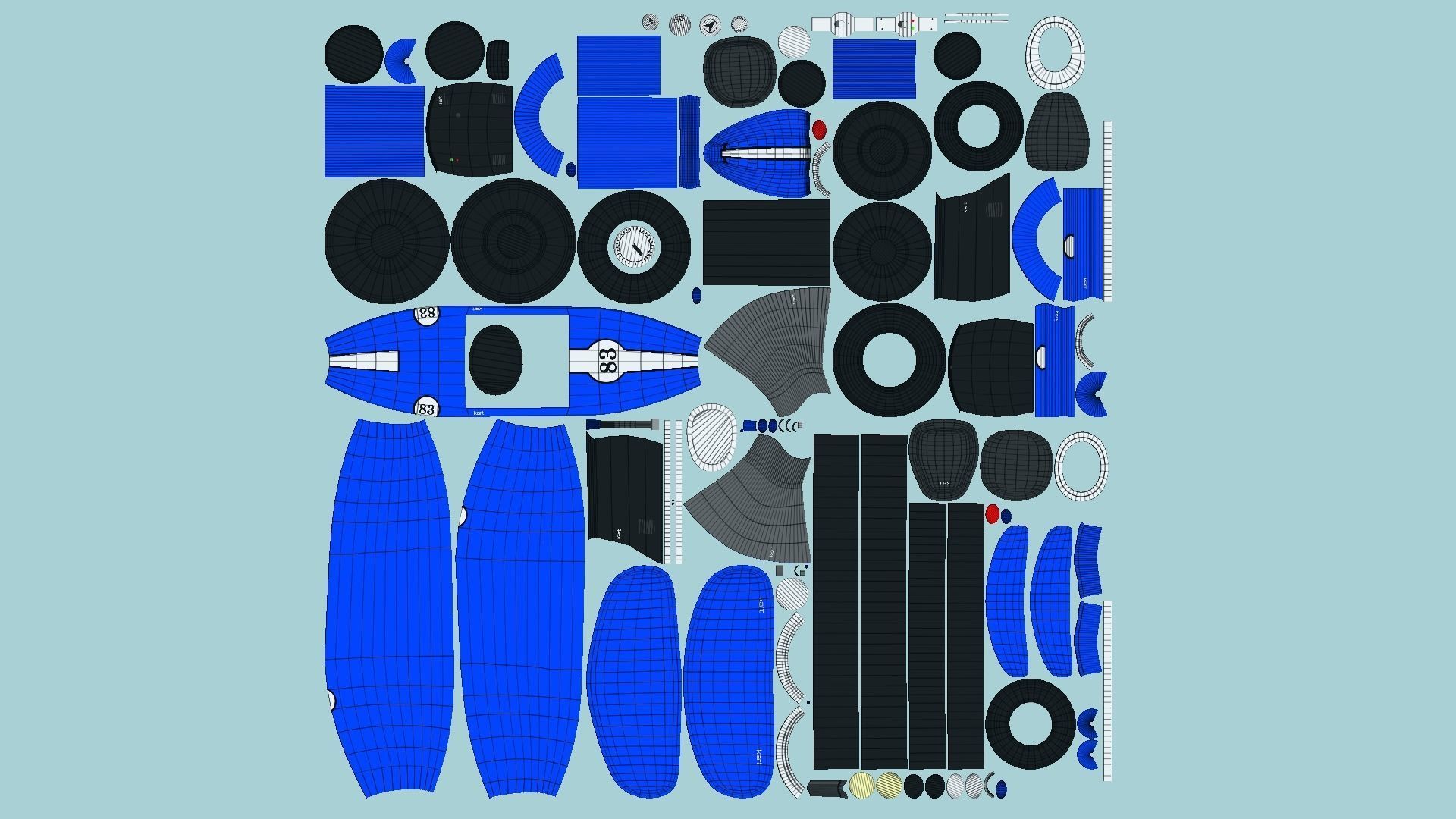 10 Cartoon Karts Blue Collection - Vehicle Racing Design _24