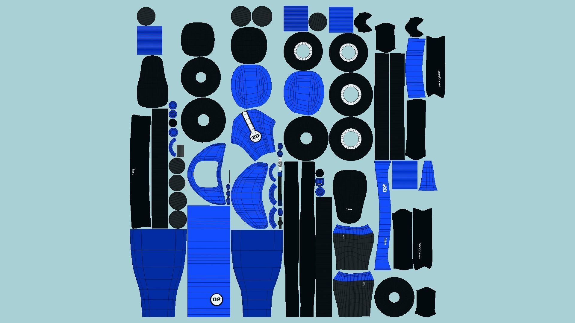 10 Cartoon Karts Blue Collection - Vehicle Racing Design _65