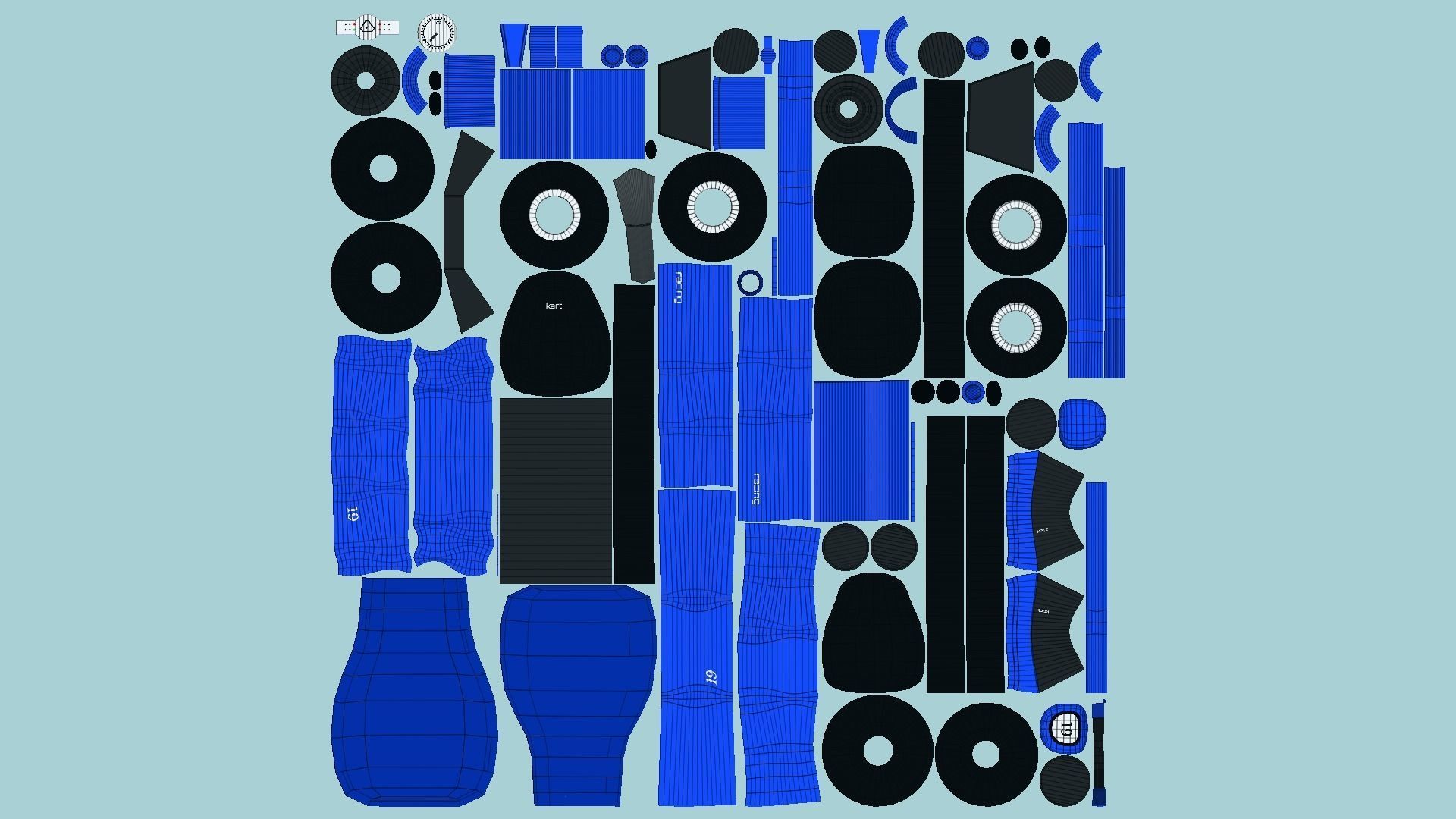 10 Cartoon Karts Blue Collection - Vehicle Racing Design _74