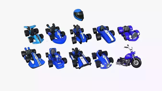 10 Cartoon Karts Blue Collection - Vehicle Racing Design  10 Cartoon Karts Blue Collection - Vehicle Racing Design