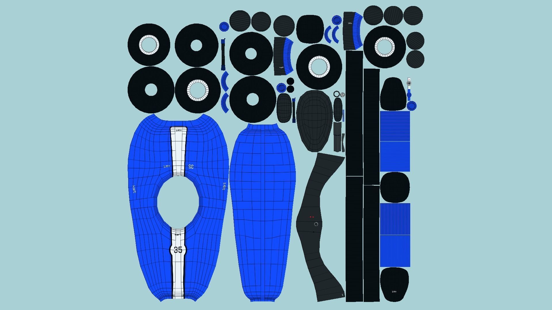 10 Cartoon Karts Blue Collection - Vehicle Racing Design _56