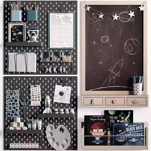 Ikea SKADIS Pegboard with Chalkboard for Teenagers and Kids 03 3D model