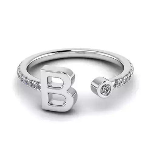 Jewelry alphabet ring B 3D print model