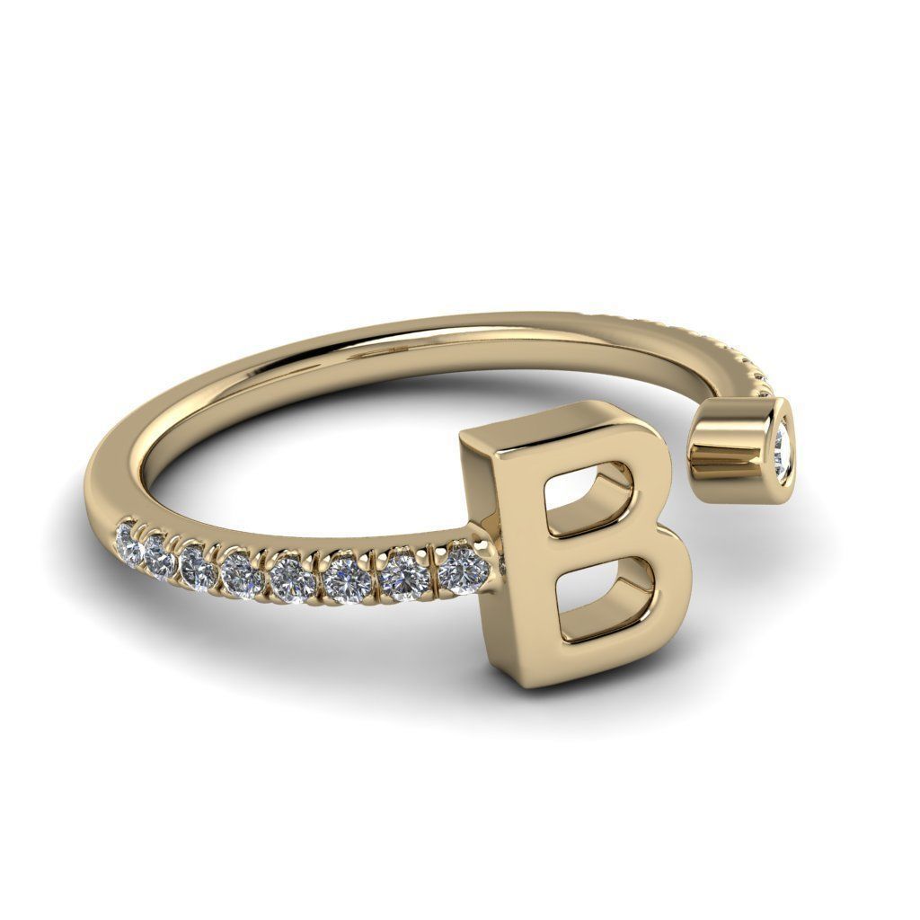 Jewelry alphabet ring B 3D print model_23