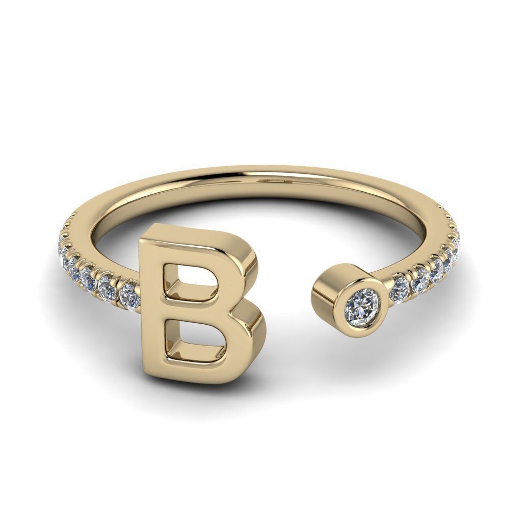 Jewelry alphabet ring B 3D print model_9