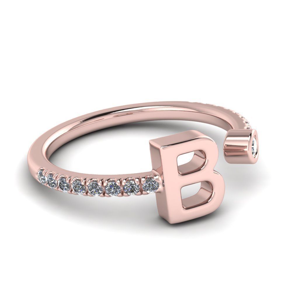 Jewelry alphabet ring B 3D print model_22