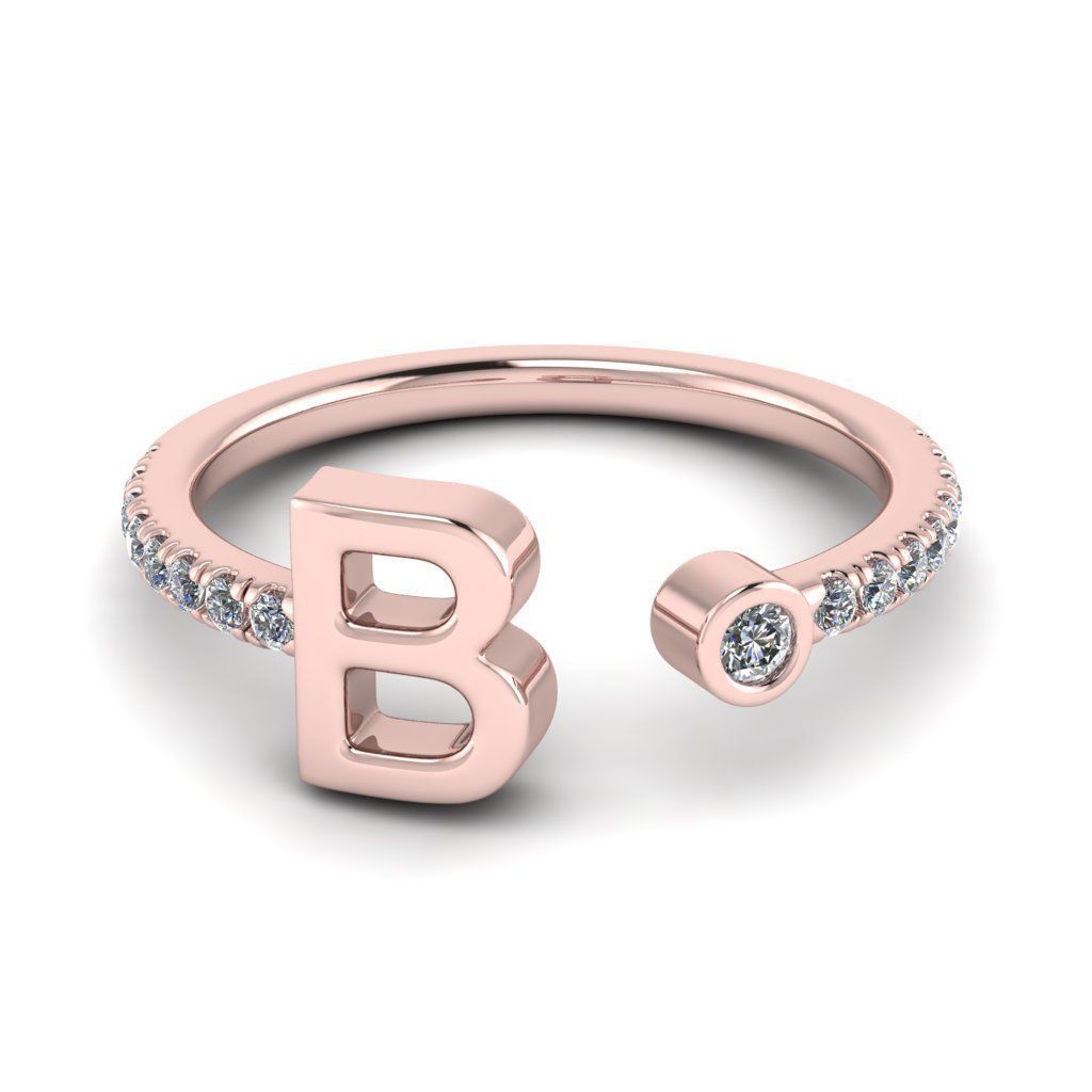 Jewelry alphabet ring B 3D print model_8