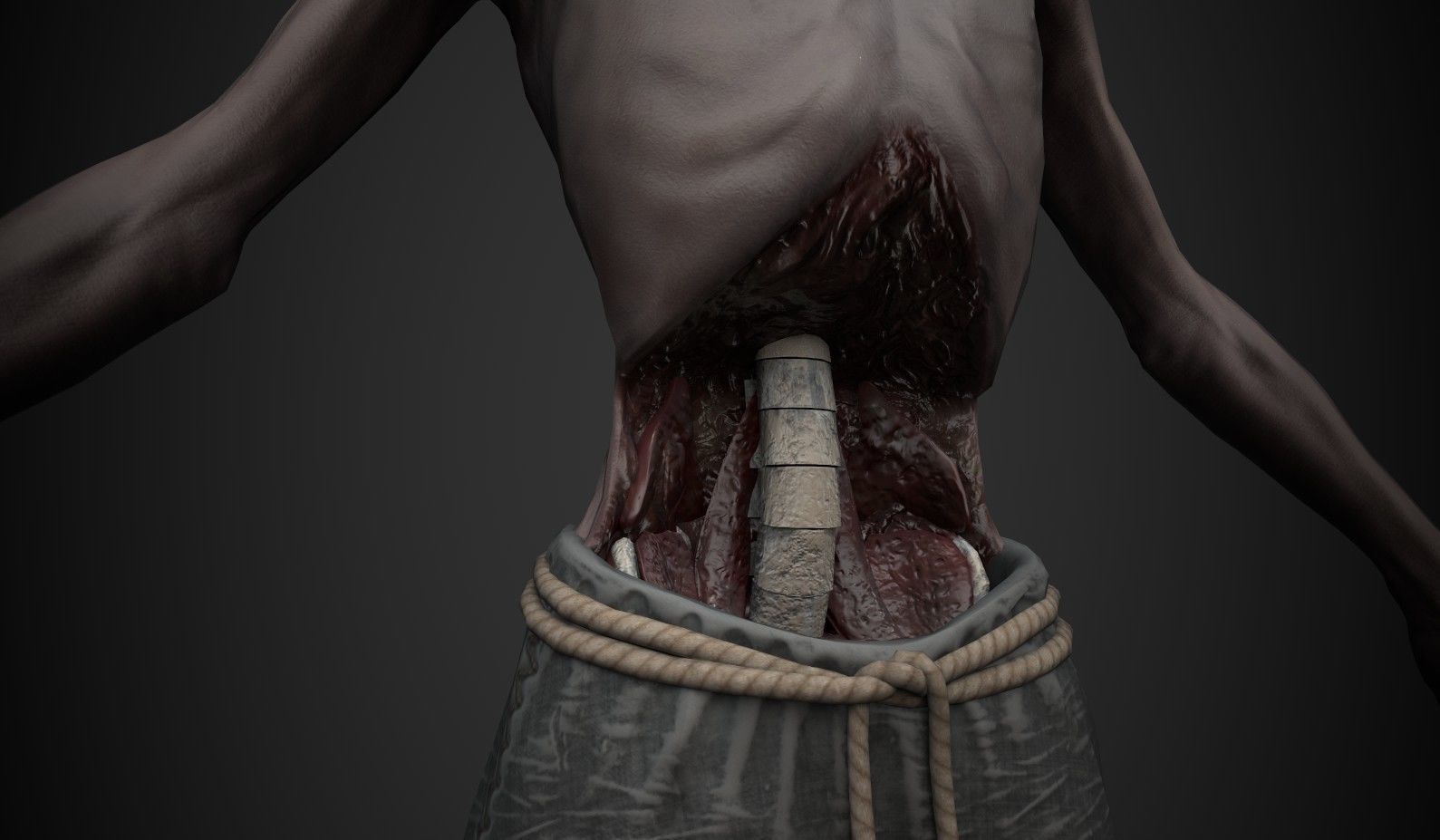 Creep 5 zombie man in shorts Low-poly 3D model_4