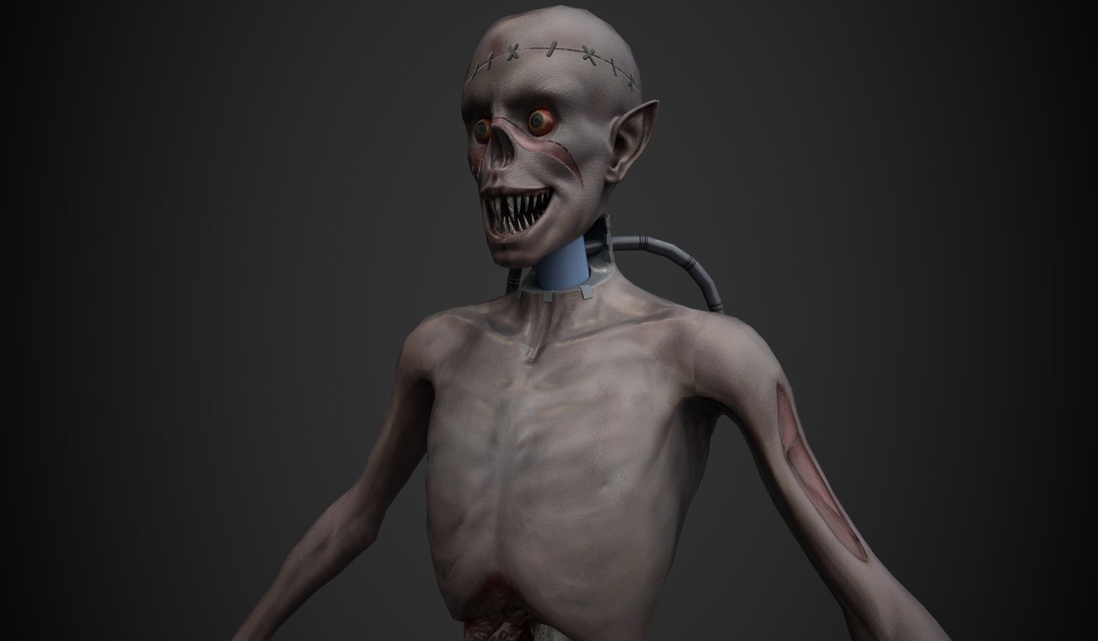 Creep 5 zombie man in shorts Low-poly 3D model_3