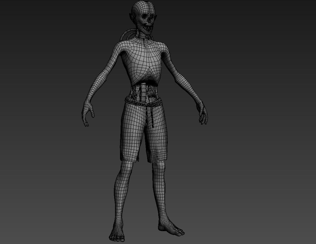 Creep 5 zombie man in shorts Low-poly 3D model_5