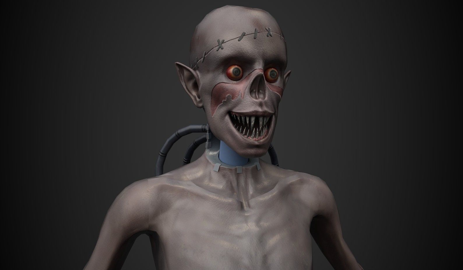 Creep 5 zombie man in shorts Low-poly 3D model_2