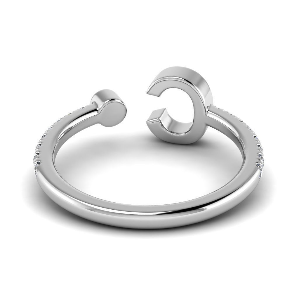 Jewelry alphabet ring C 3D print model_15