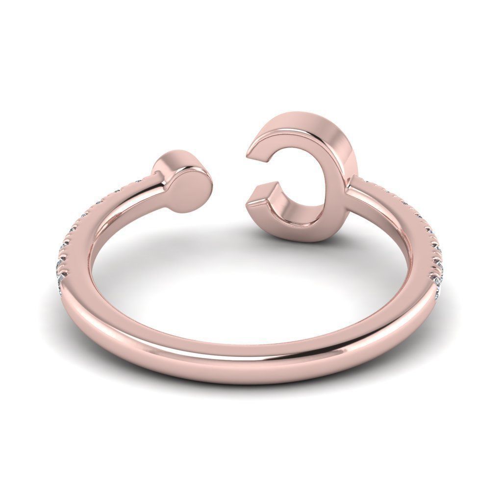 Jewelry alphabet ring C 3D print model_27