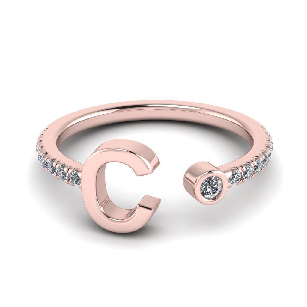 Jewelry alphabet ring C 3D print model_28