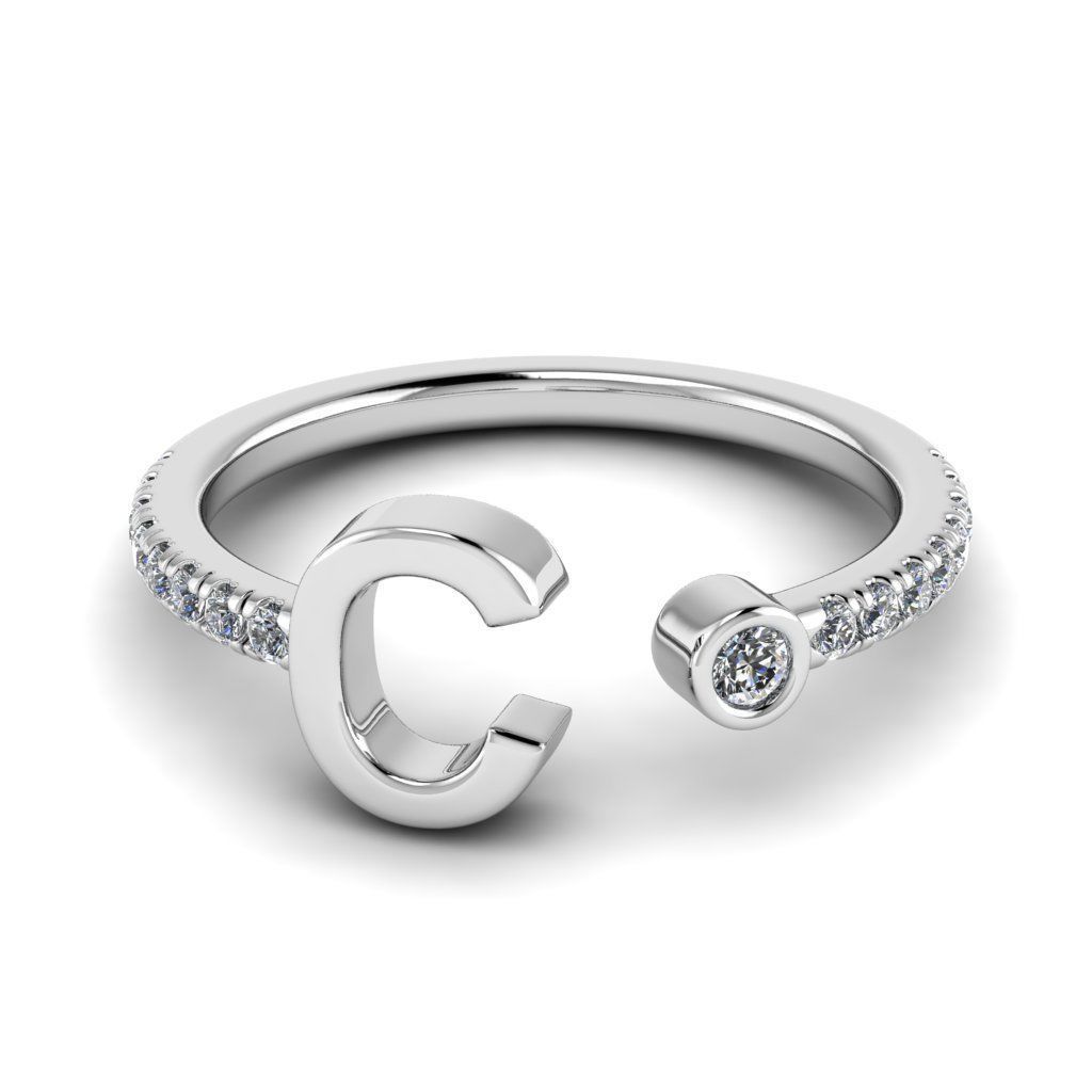 Jewelry alphabet ring C 3D print model_26
