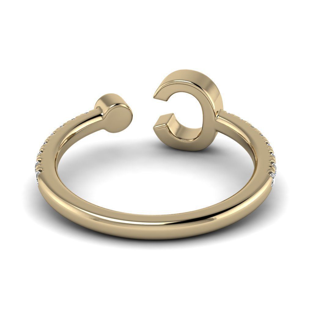 Jewelry alphabet ring C 3D print model_19