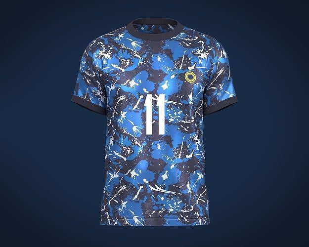 Soccer Football Monochromatic Blue Jersey Player-11 3D model