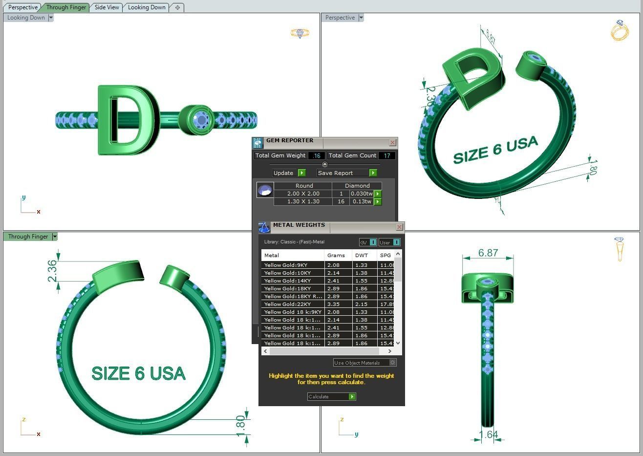 Jewelry alphabet ring D 3D print model_3