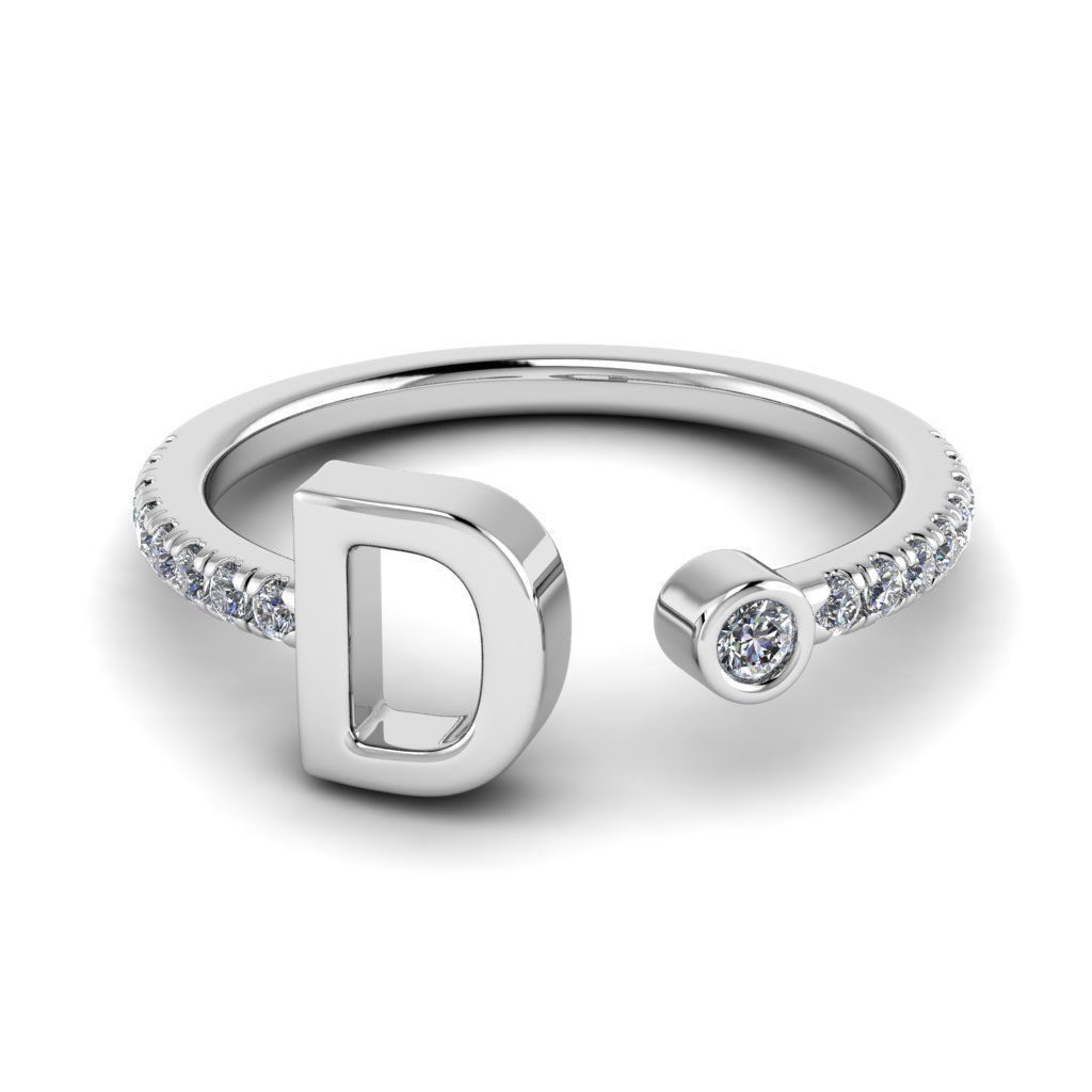Jewelry alphabet ring D 3D print model_23