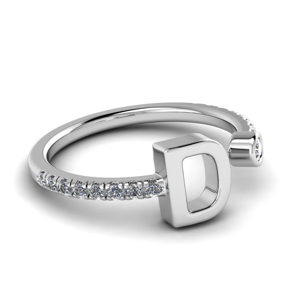 Jewelry alphabet ring D 3D print model_9