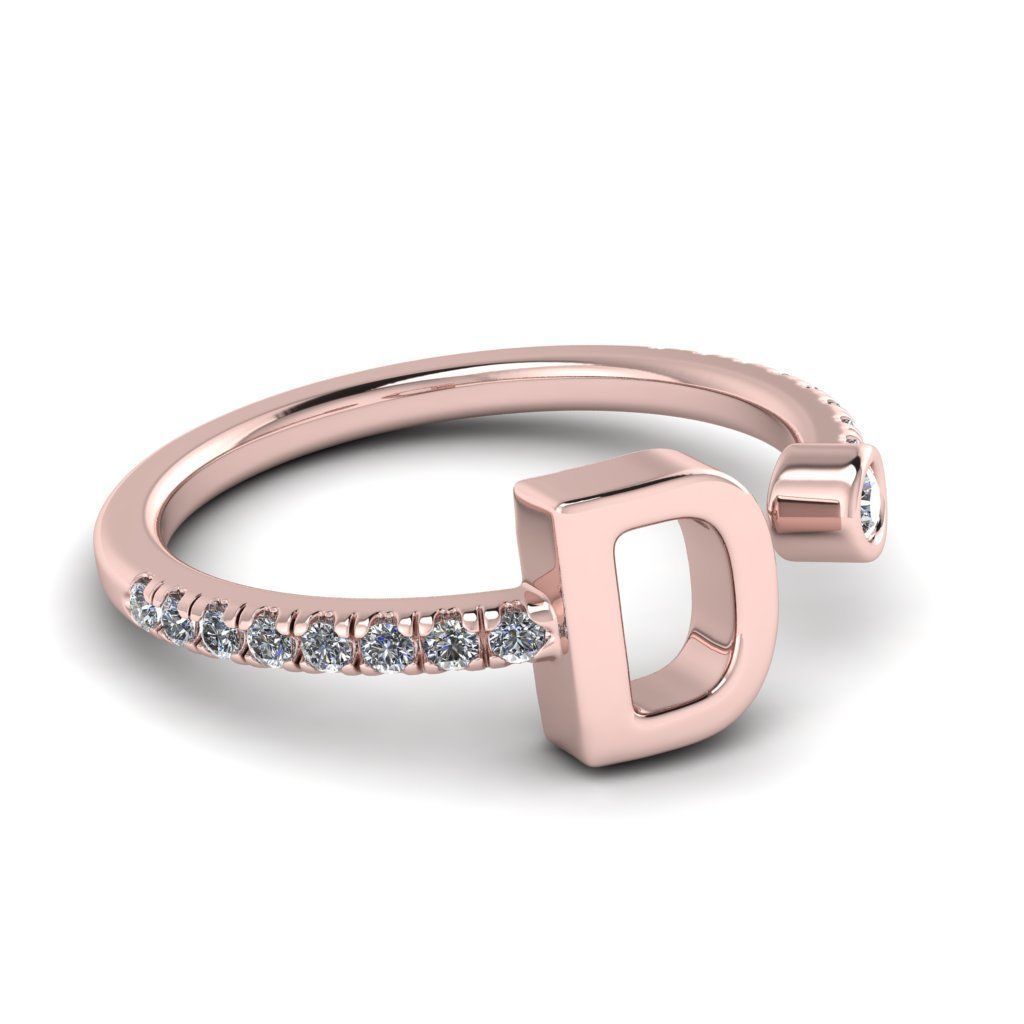 Jewelry alphabet ring D 3D print model_25