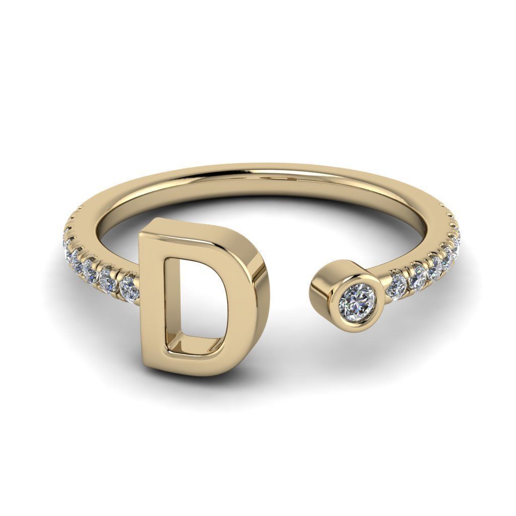 Jewelry alphabet ring D 3D print model_16