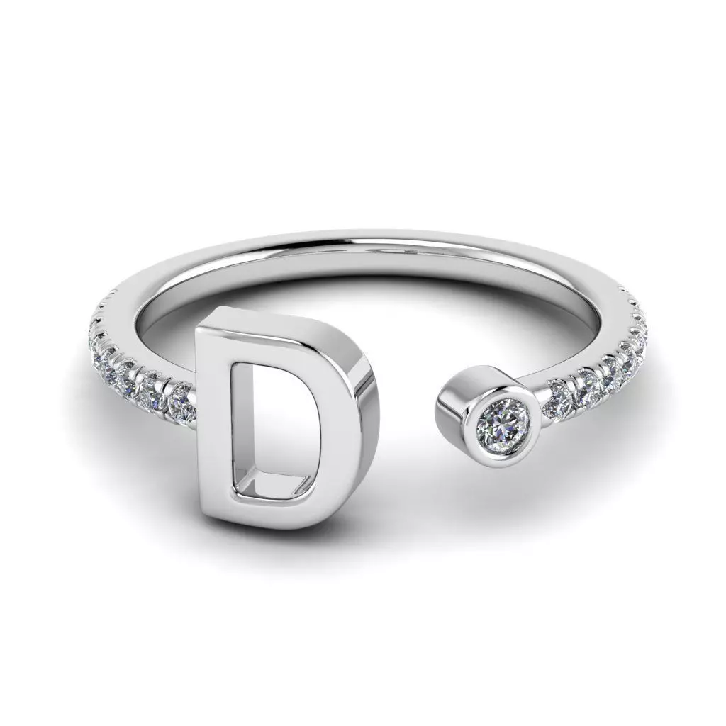 Jewelry alphabet ring D 3D print model_0