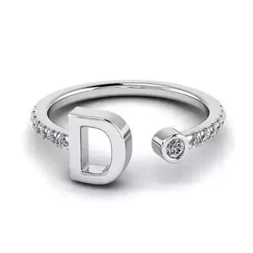 Jewelry alphabet ring D 3D print model