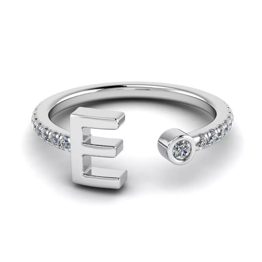 Jewelry alphabet ring E 3D print model_0