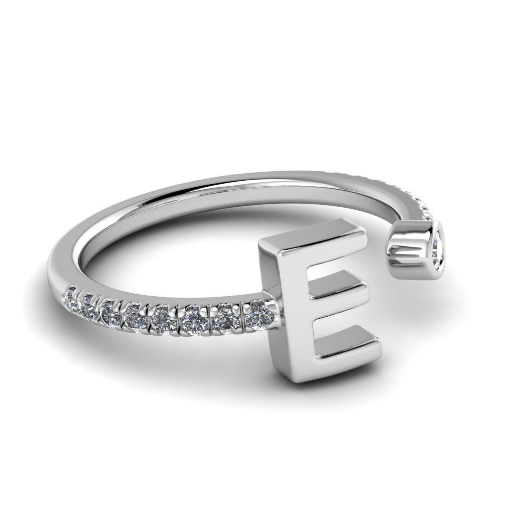 Jewelry alphabet ring E 3D print model_9