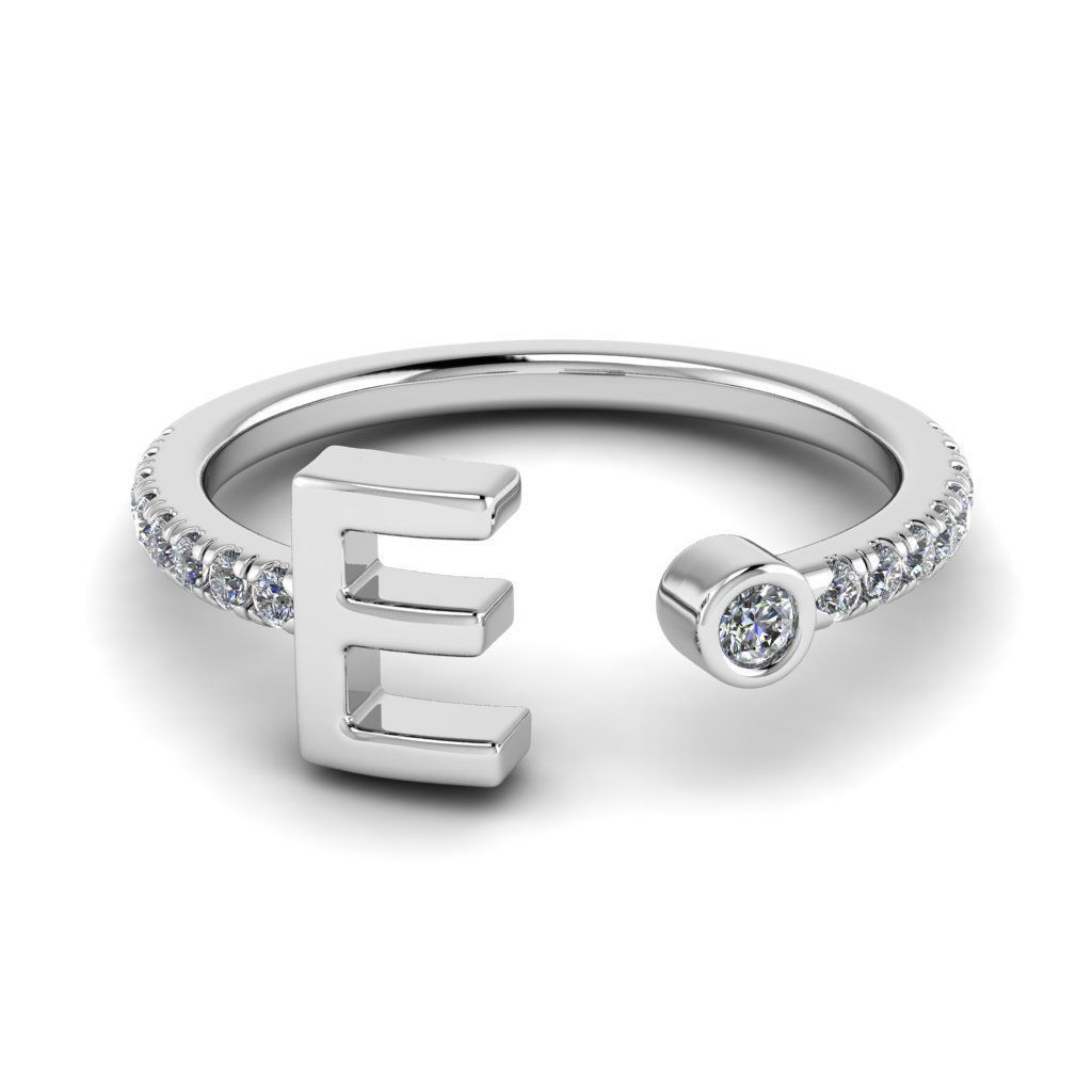 Jewelry alphabet ring E 3D print model_17
