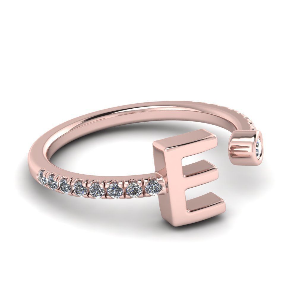 Jewelry alphabet ring E 3D print model_7