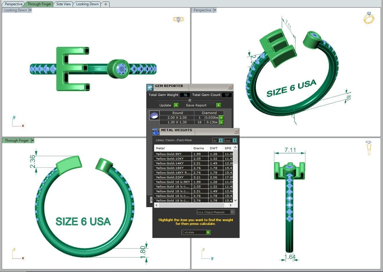 Jewelry alphabet ring E 3D print model_3