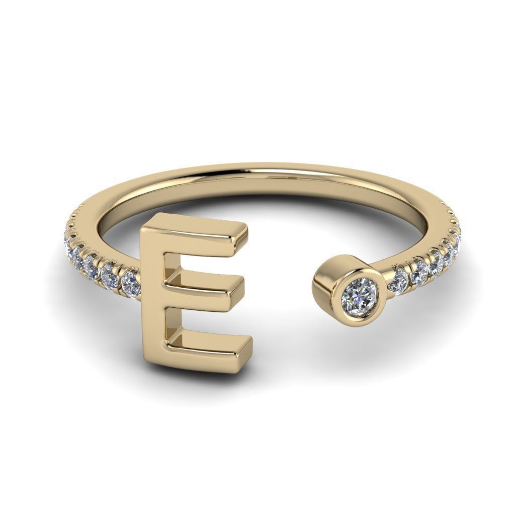 Jewelry alphabet ring E 3D print model_20