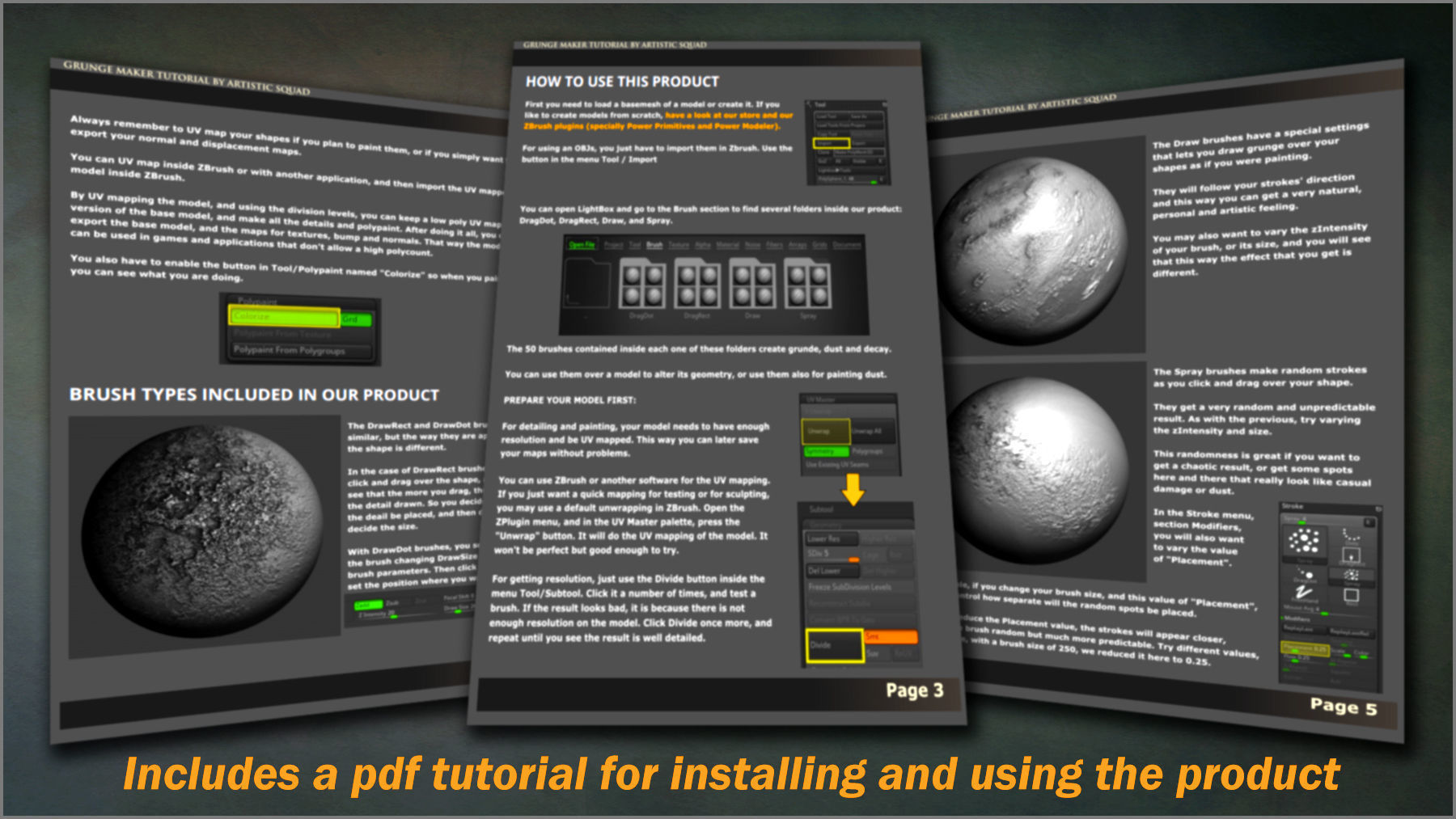 Grunge Maker 200 ZBrush Brushes and 50 Alphas Texture_15