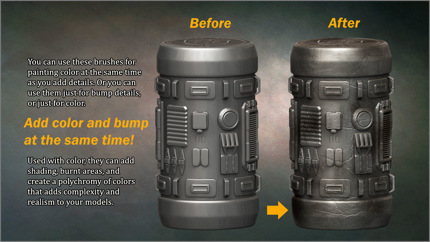 Grunge Maker 200 ZBrush Brushes and 50 Alphas Texture_4