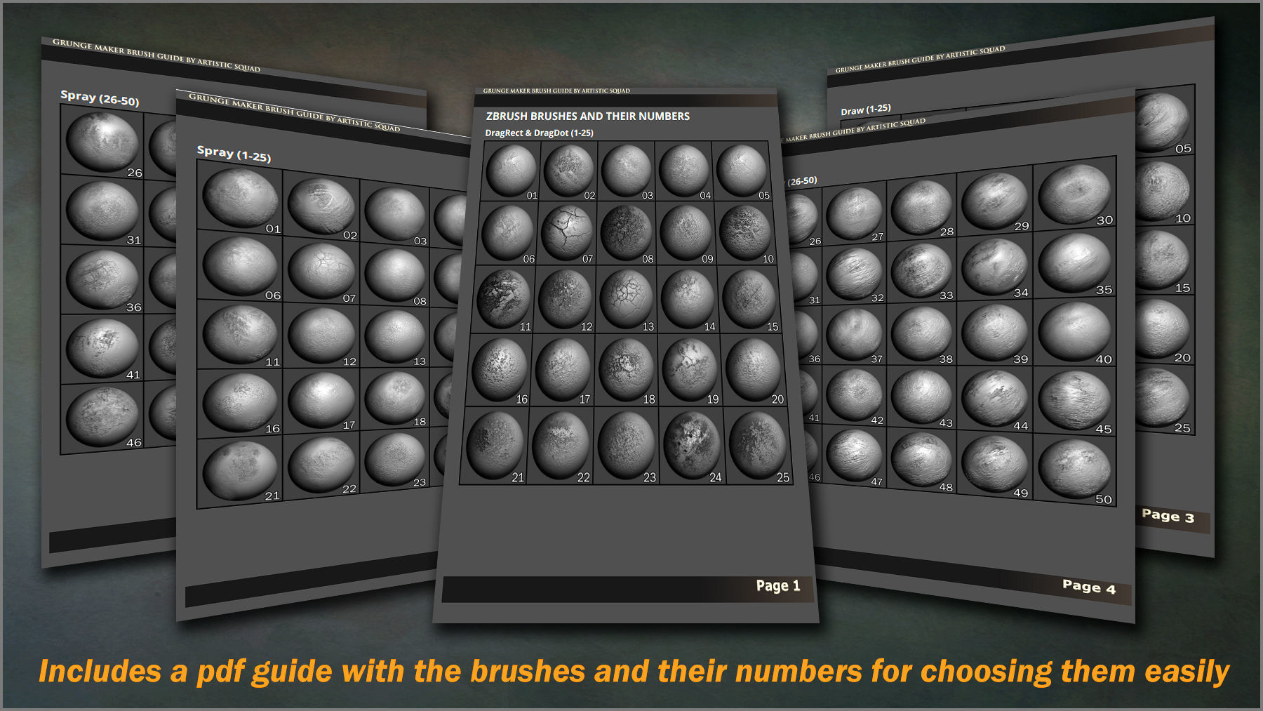 Grunge Maker 200 ZBrush Brushes and 50 Alphas Texture_16