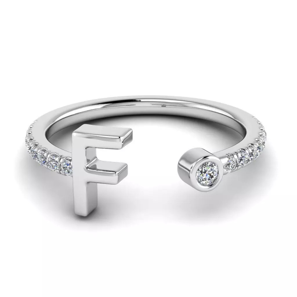 Jewelry alphabet ring F 3D print model_0