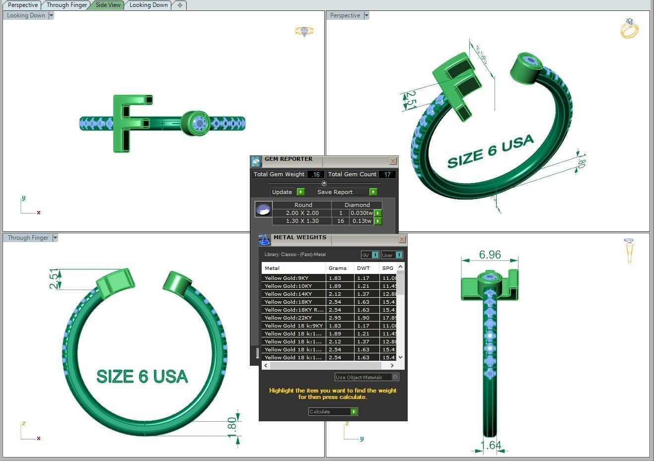 Jewelry alphabet ring F 3D print model_3