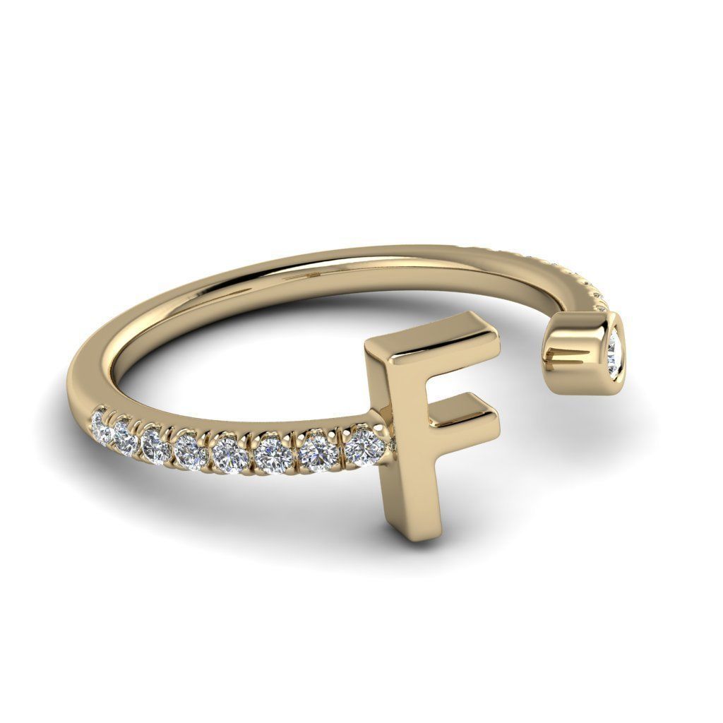 Jewelry alphabet ring F 3D print model_8