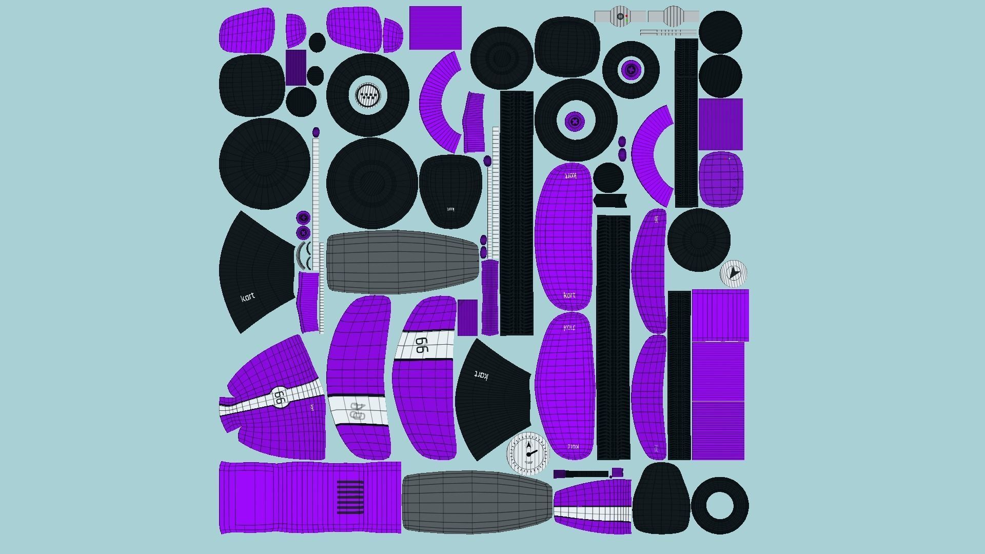 10 Cartoon Karts Purple Collection - Vehicle Racing Design _19