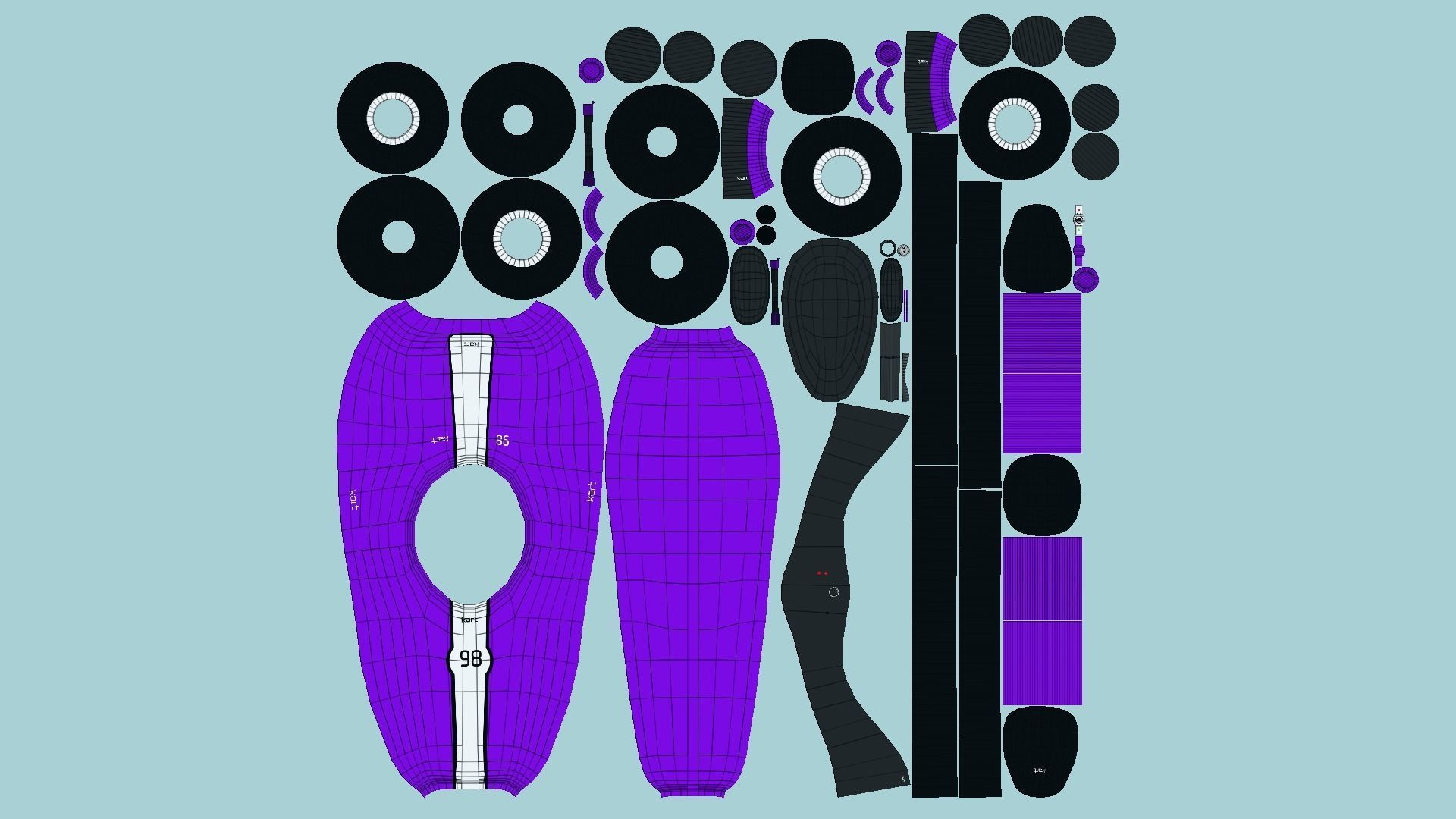 10 Cartoon Karts Purple Collection - Vehicle Racing Design _57