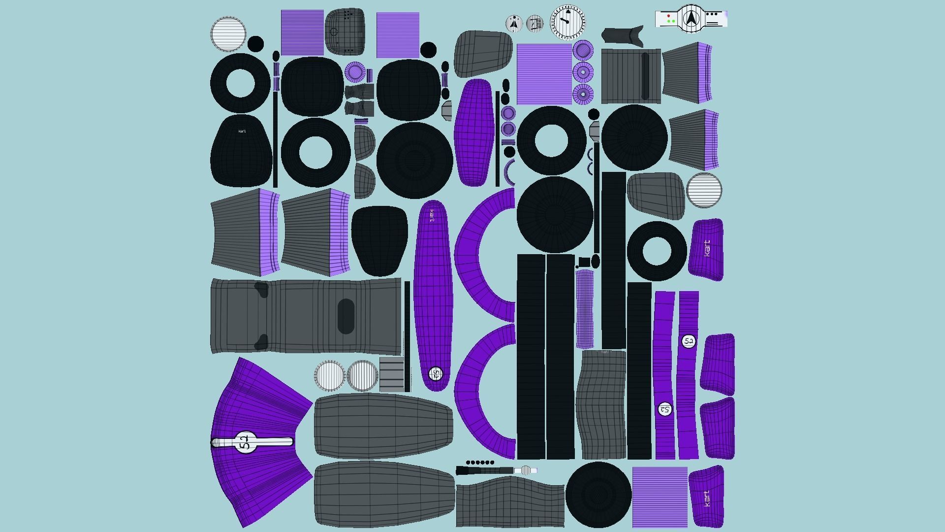 10 Cartoon Karts Purple Collection - Vehicle Racing Design _34