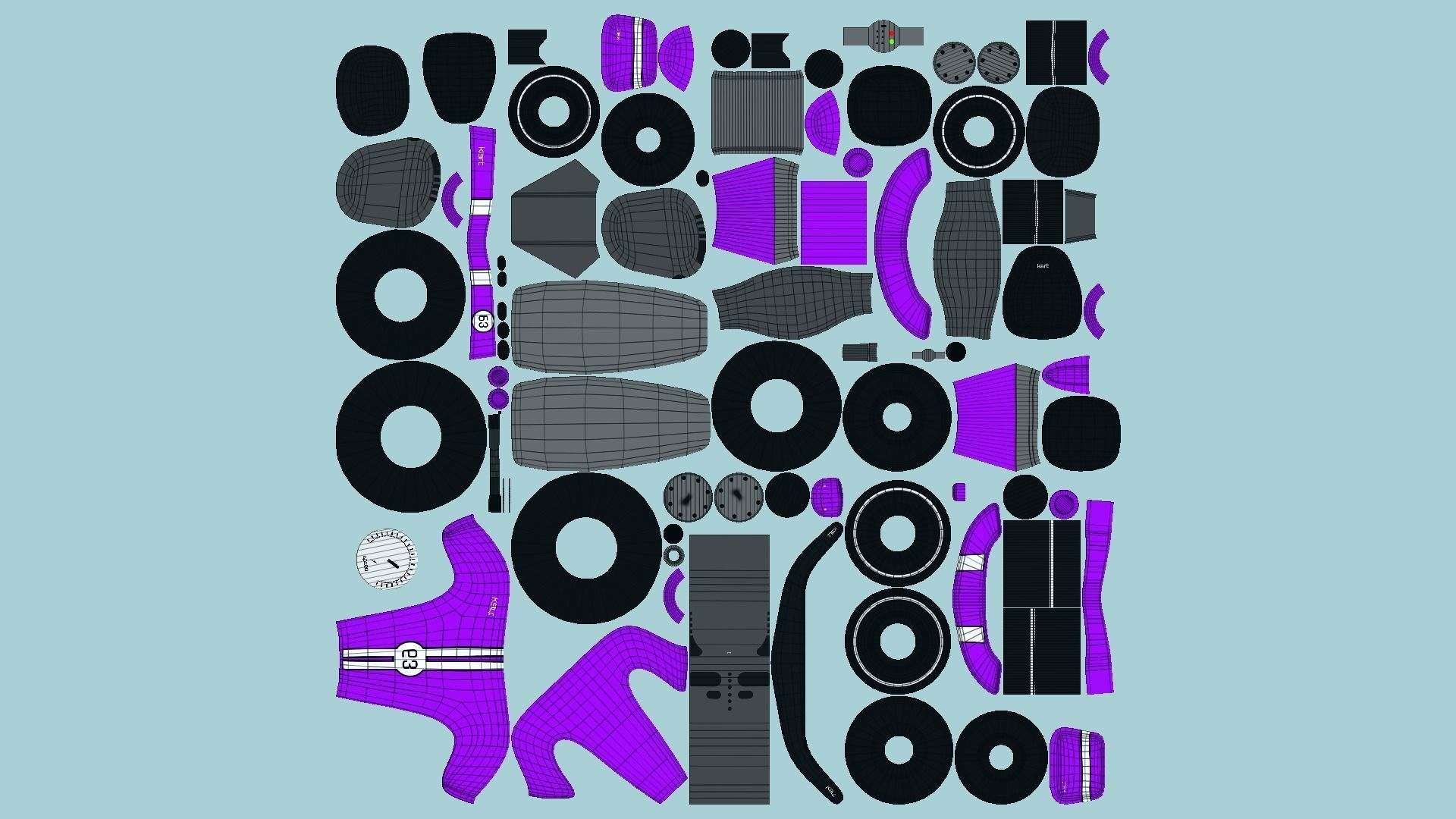 10 Cartoon Karts Purple Collection - Vehicle Racing Design _39