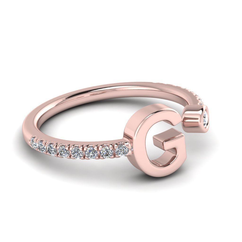 Jewelry alphabet ring G 3D print model_6